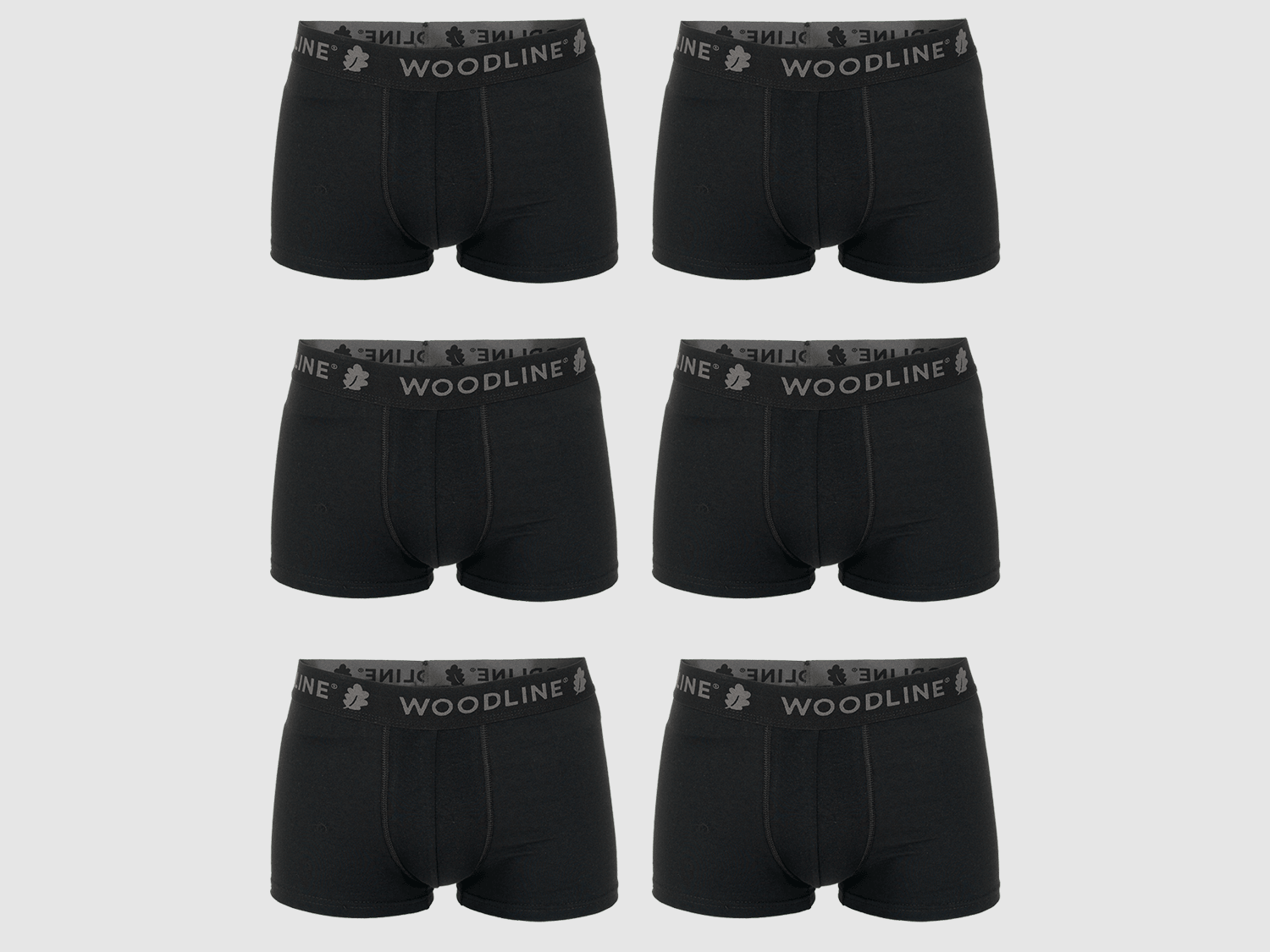 Woodline Boxershorts Schwarz, 6er-Pack