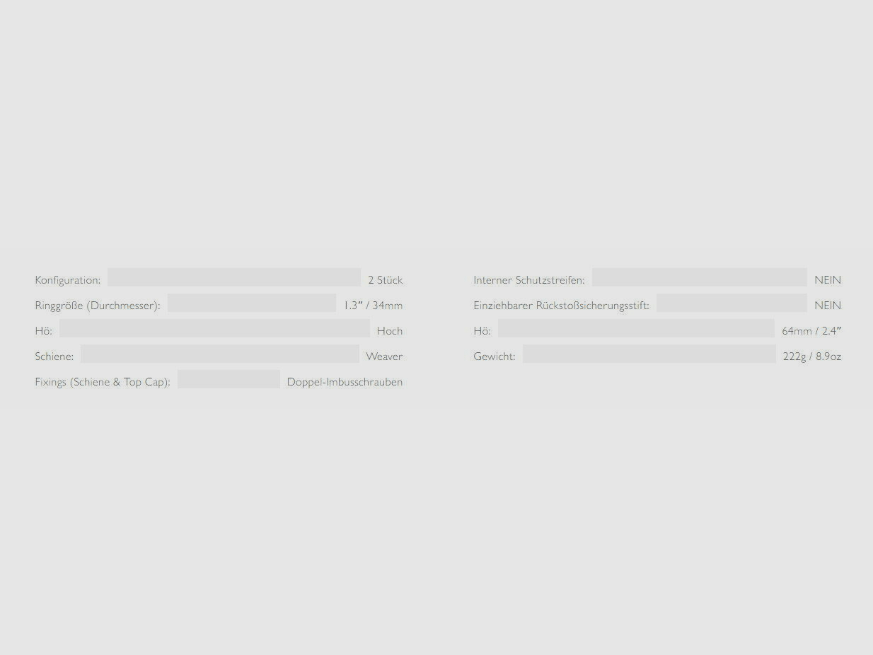 HAWKE 23032 2 Stück Ringmontagen 34 mm Precision Steel Weaver Hoch Lever