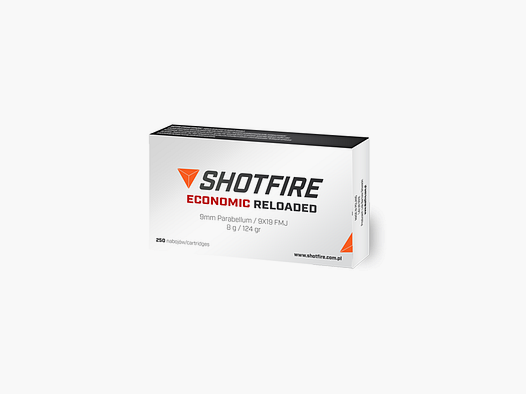 AMMUNITION 9X19 -SHOTFIRE ECONOMIC RELOADED - FMJ 124gr/8g