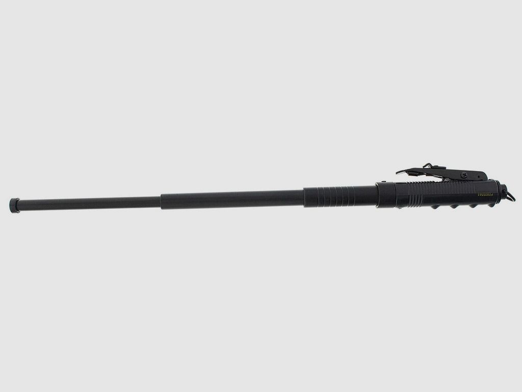 Automatik Teleskop Schlagstock Abwehrstock LĂ¤nge 50 cm schwarz  inklusive Lederholster (P18)