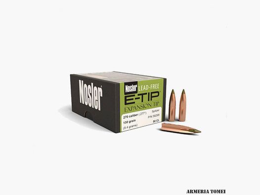 PALLE – NOSLER – E-TIP 270 CAL. (.277″) SPITZER 130gr (8.4 grams) (50 pcs) -59298