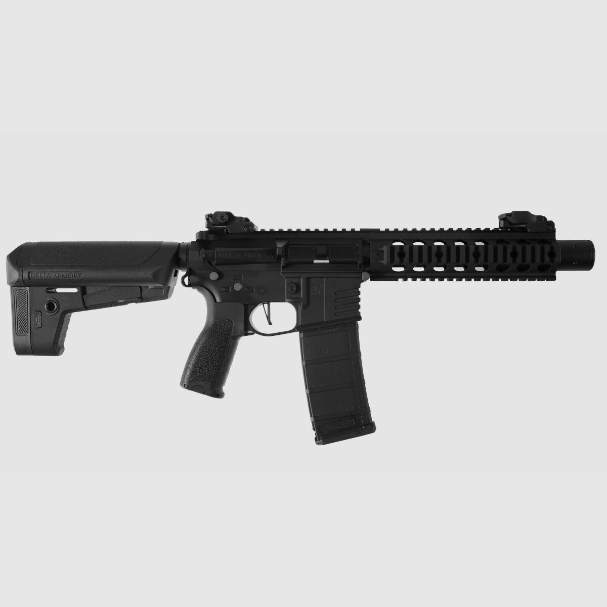 AR15 SilentOps 8 Zoll ALPHA Vollmetall Delta Armory Schwarz S-AEG Airsoft Gewehr Frei ab 18 Jahren