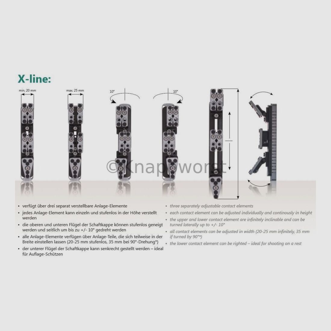 Feinwerkbau Feinwerkbau 800X Alu Silb/Schw Supporto, Calcio X-line, immagine 2 di 2