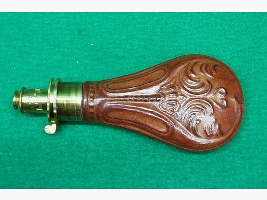 Inde Flacon en poudre, cuir (coquillage)