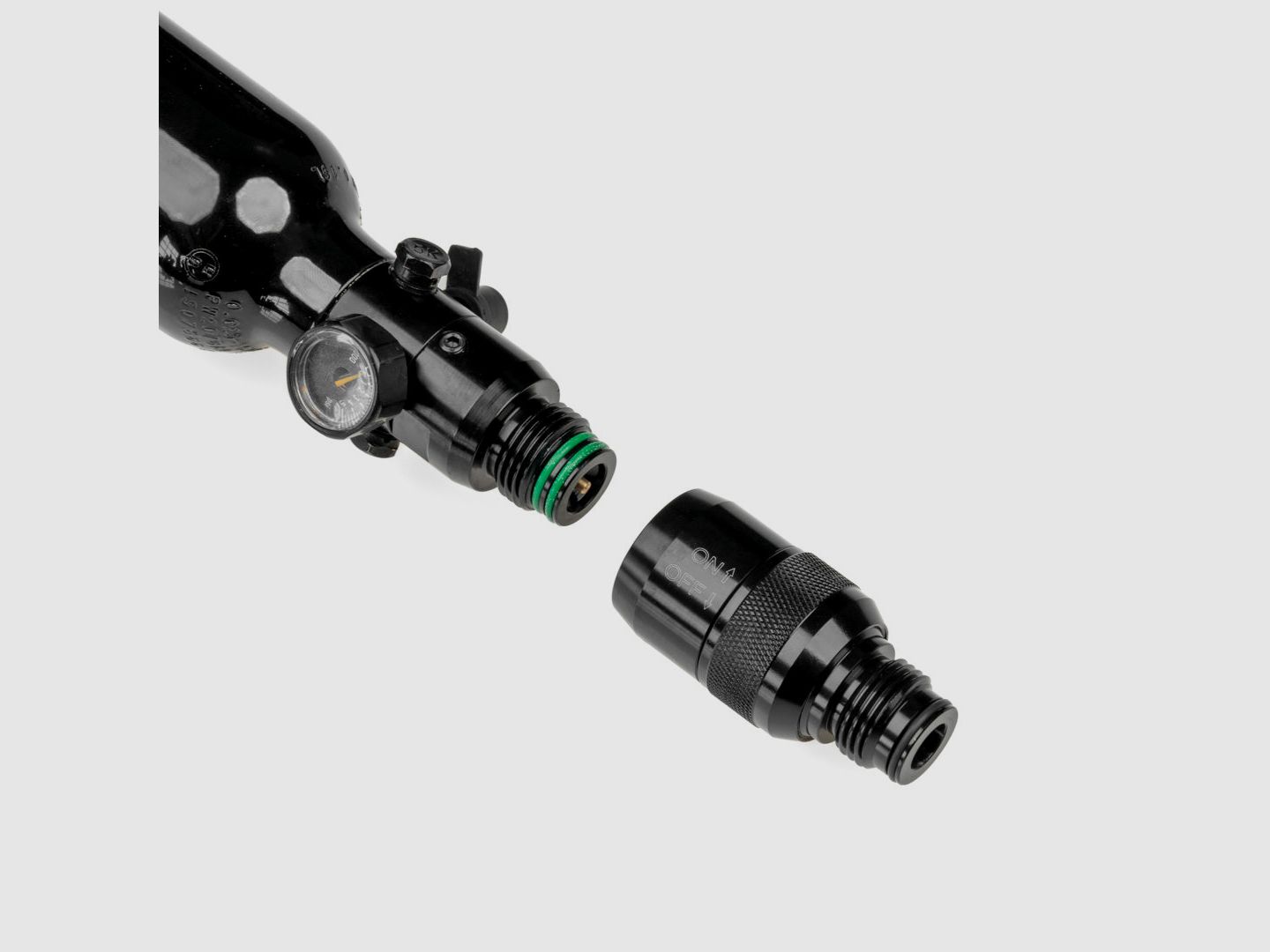 BUNDLE | 0,2 LITER HPA Flasche 800 PSI / 1100 PSI + ON/OFF Adapter | SCHWARZ | HPA System | Paintball Markierer | RAM Waffen | FSC Pistol | FSC XP | Valken Milsig M17