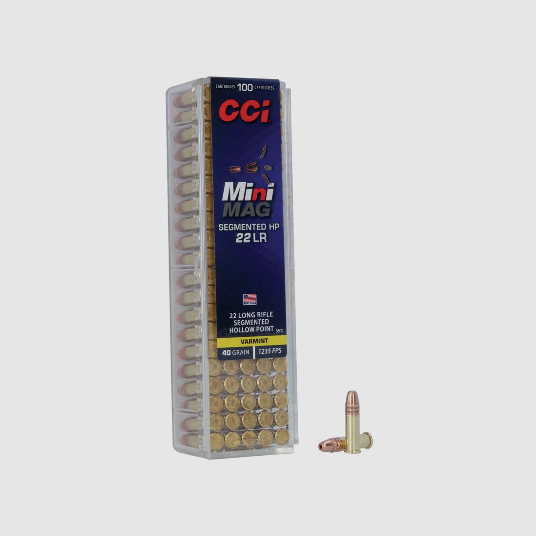 CCI Mini-Mag .22 LR 40GR Segmented HP 100 cartucce