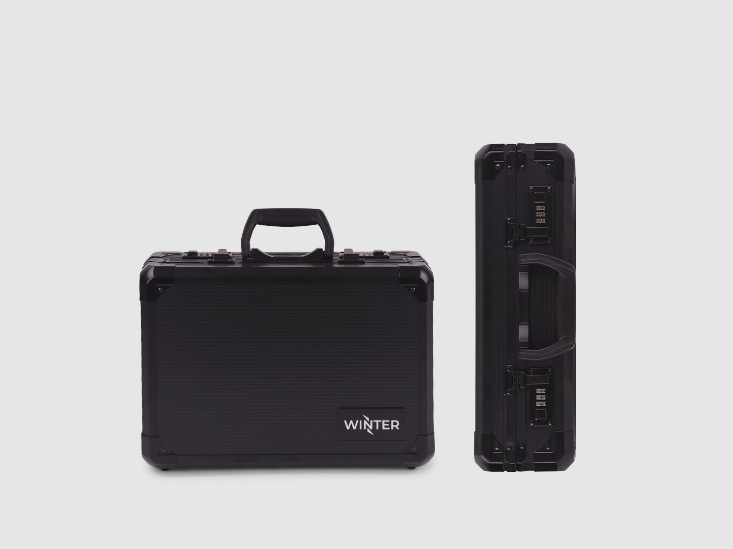 Winter Pistolenkoffer W14 für bis zu 2 Kurzwaffen – Aluminium/Holz, 2 Zahlenschlösser, Noppen (Night)