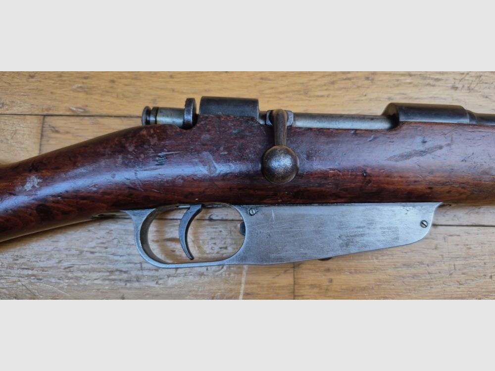Reiterkarabiner 1891 oder Moschetto da Cavalleria Carcano – Kal. 6,5×52 original – Integrierte Klappbayonett ohne Druckknopf – Waffe angepasst an das Modell 1938 mit fester Visierung Typ Mod.1938 – Arsenal von Terni – Guter Lauf und Mechanik – BE+, Bild 4 von 30