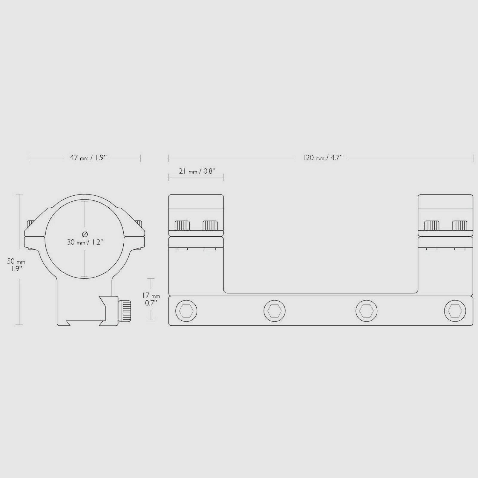 HAWKE 22111 montaggio ad anello alto da 30 mm per supporto per cannocchiale su guida da 9-11 mm