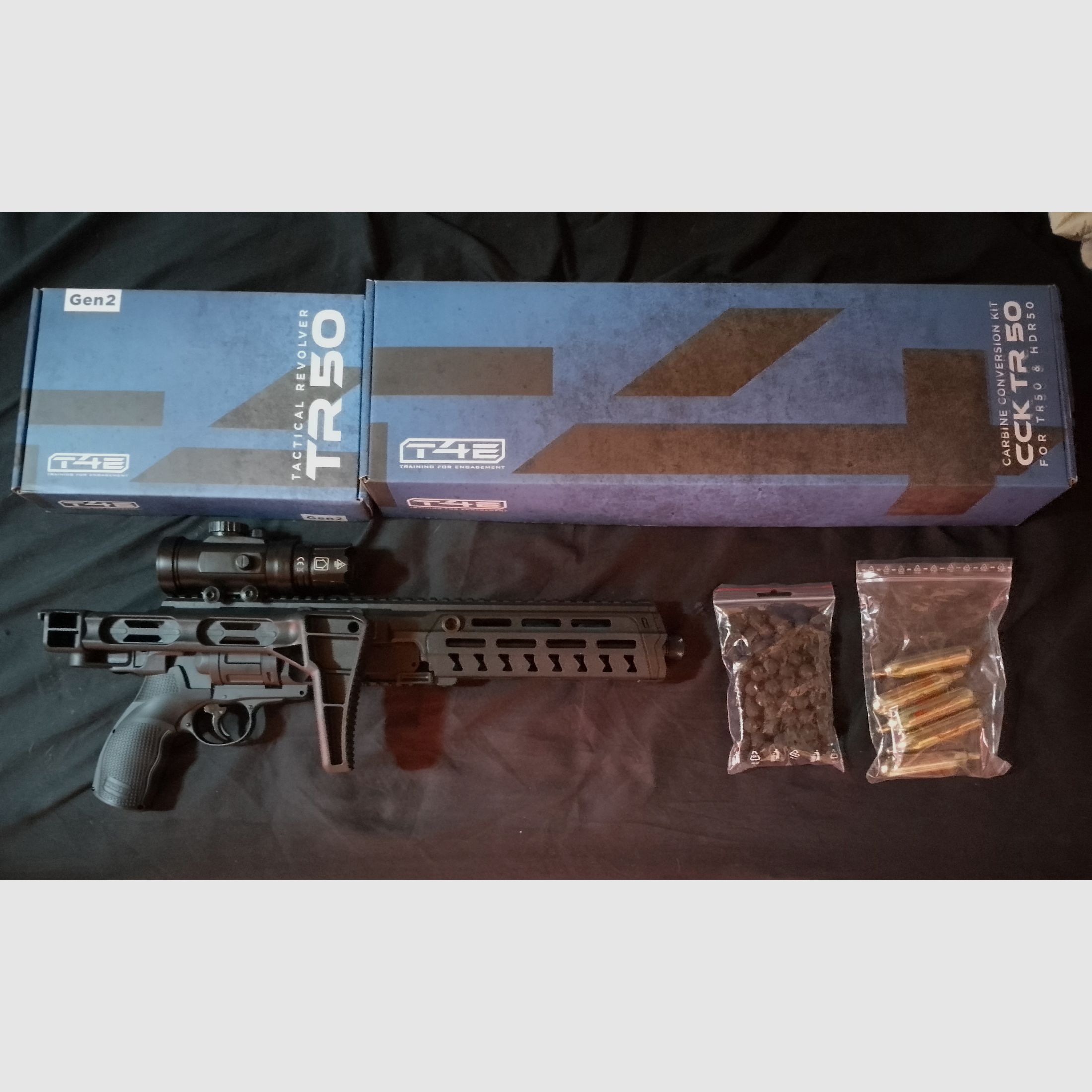 Neuf T4E RAM HDR50 Tr50 gen2 + Kit de conversion carabine + billes en caoutchouc .50 + capsules de CO2 + viseur de collection inutilisé avec emballage d'origine