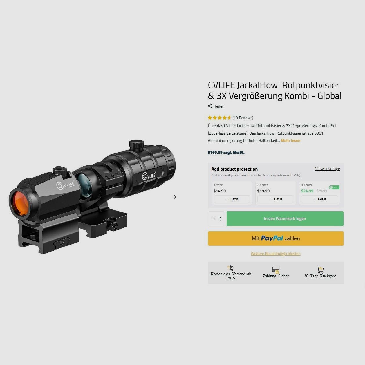 CVLIFE Jackal Howl Rotpunktvisier & 3X Vergrößerungskombination Neuware/Garantie