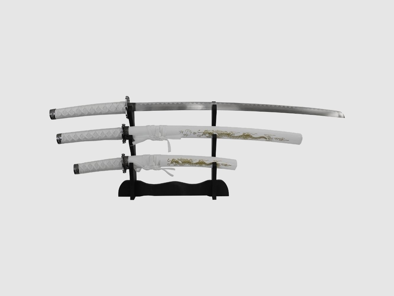 Samurai Schwert Garnitur White Dragon 4 tlg.