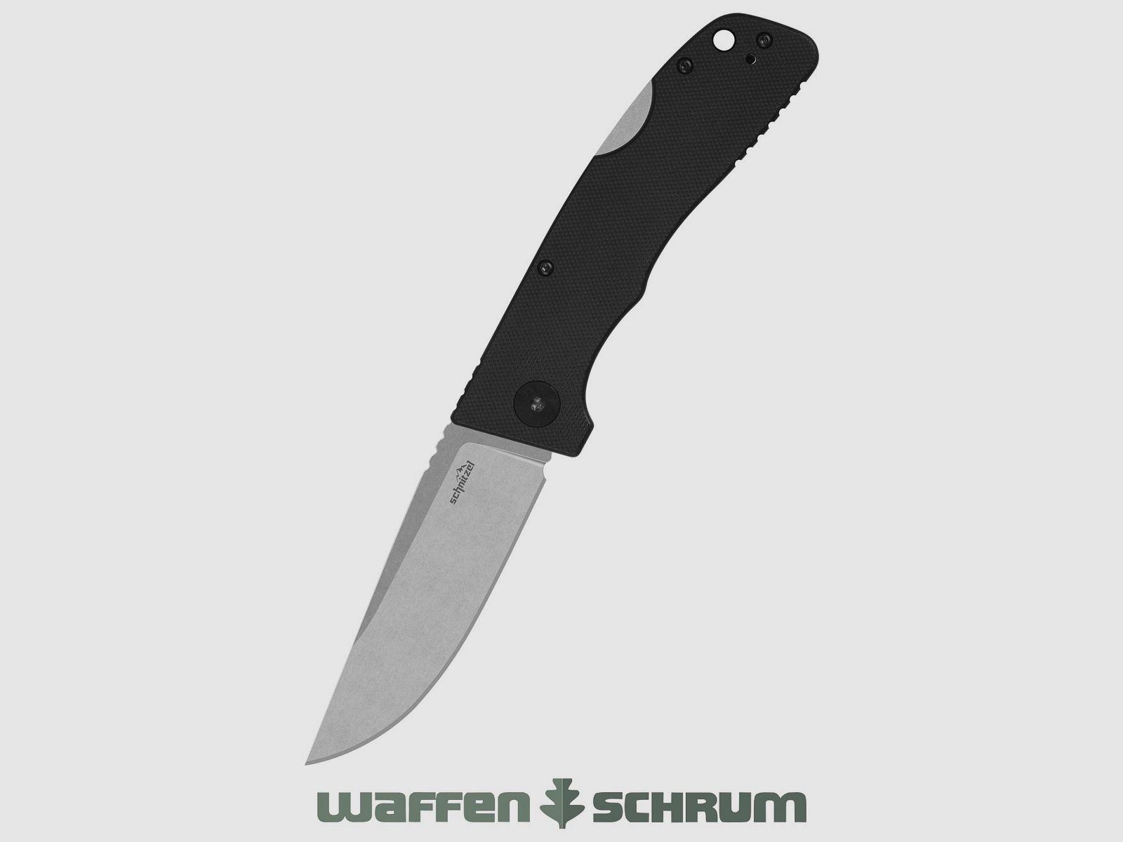 Schnitzel Outdoor Pocket Knife KVAR black stainless 14C28N steel with stonewash finish