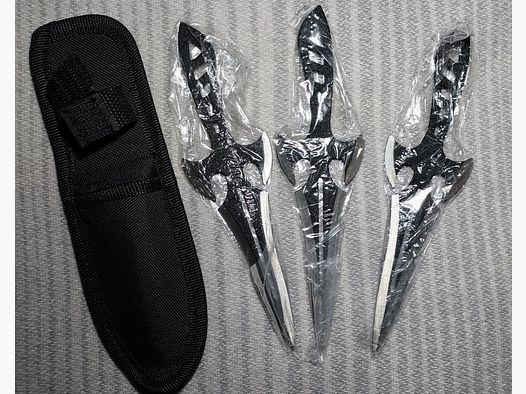 Set di 3 coltelli da lancio Fantasy – ca. 18,5 cm – con fodero in nylon
