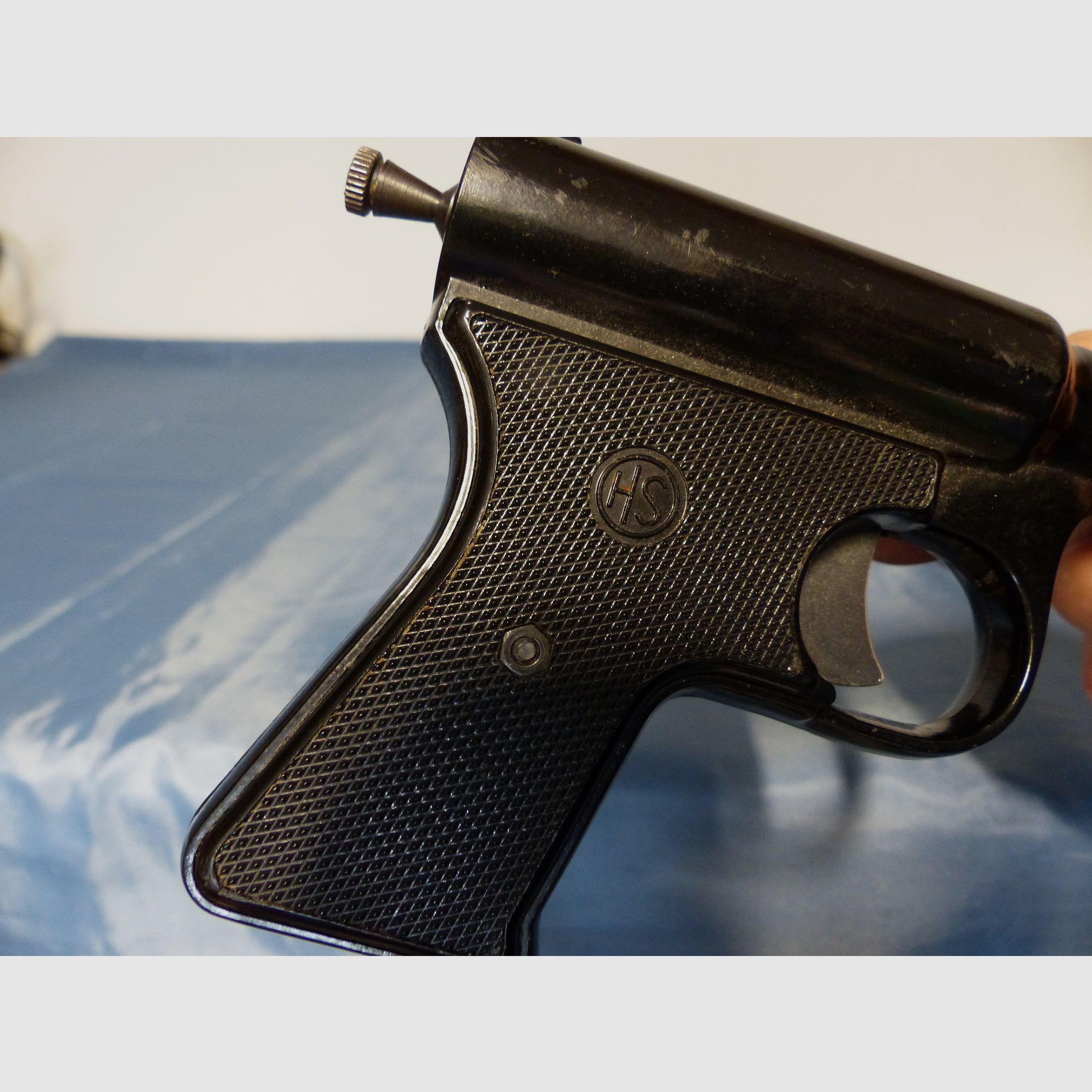Pistolet à air comprimé ancien, pistolet en bakélite, pistolet HS Schmidt Mod. 9 A, canon télescopique, calibre 4,5 mm