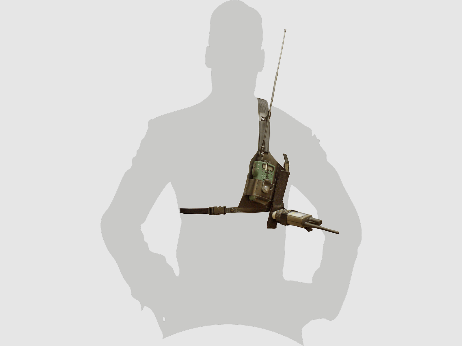 Doppelschultergurt für faltbaren GPS-Halter Linksschütze, Schwarz