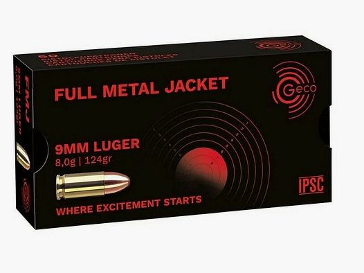 Geco 9 mm Luger volmantel 8,0g/124grs.