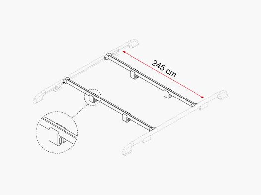 Barra di supporto Fixing Bar Rail, Lunghezza 245 cm