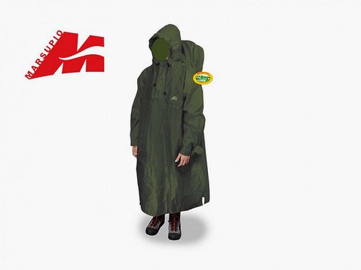 MARSUPIO poncho imperméable avec manches et housse de sac à dos vert