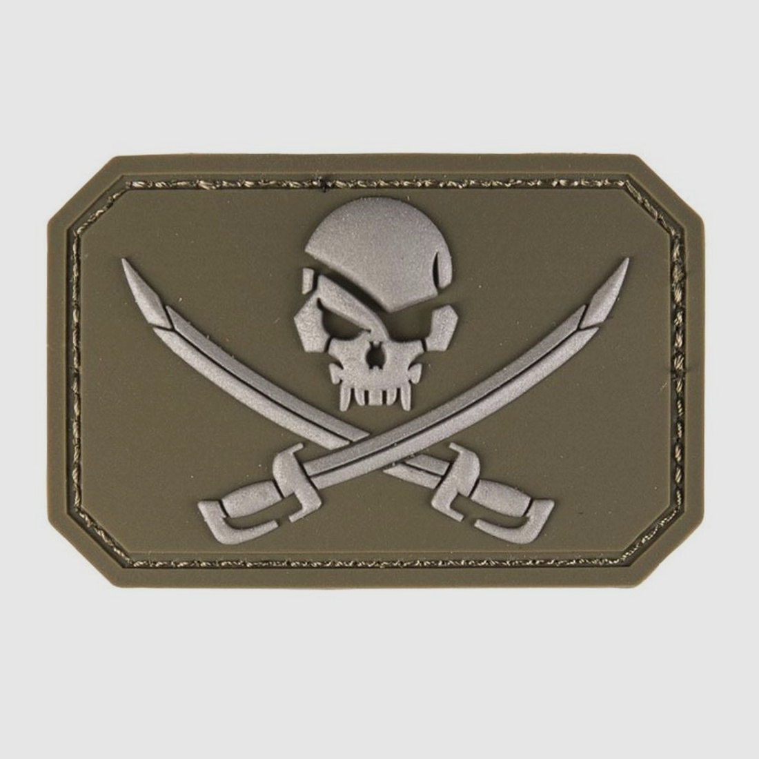3D Skull w. Swords PVC Patch oliv