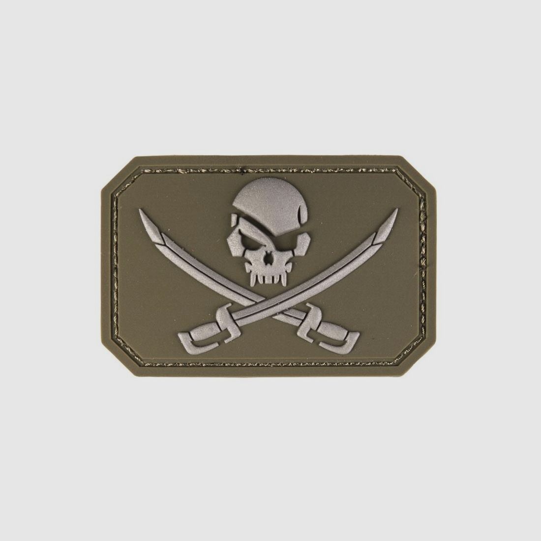 3D Skull w. Swords PVC Patch oliv