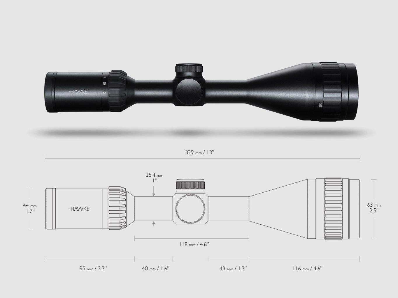 Zielfernrohr Hawke Airmax 4-12Ă—50 AMX, 1 Zoll Tubus, AMX Absehen unbeleuchtet