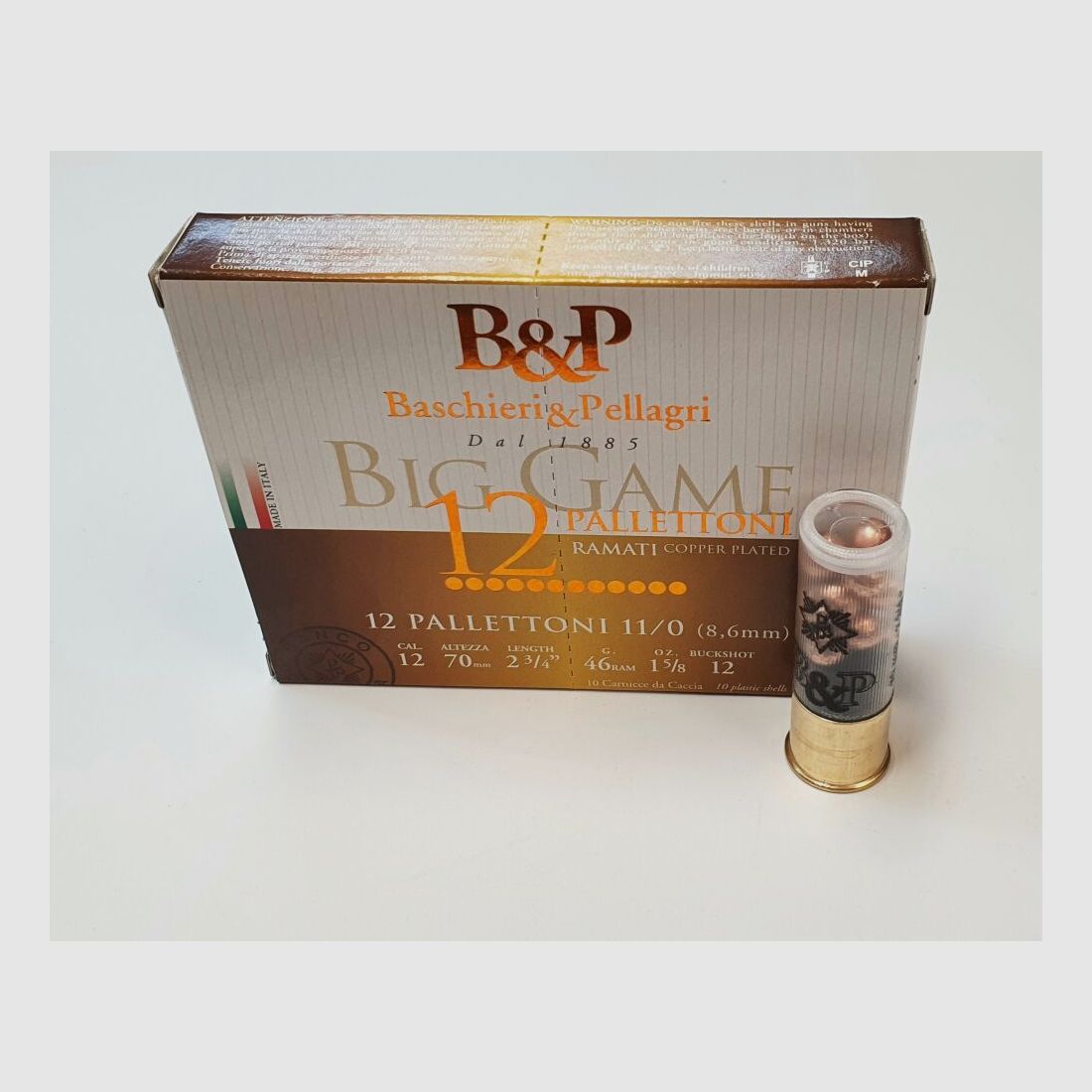 Baschieri & Pellagri 12/70 4 Big Game BUCK 12 Proiettili 8,6mm 45g - 10 Colpi