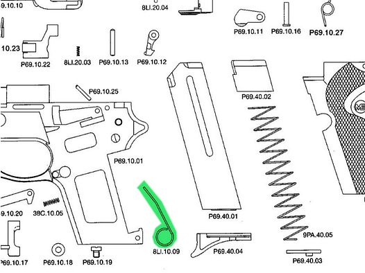 Abzugstangenfeder fĂĽr Schreckschuss-, Gas-, Signalpistole Melcher ME 69 Springfield, Ersatzteil