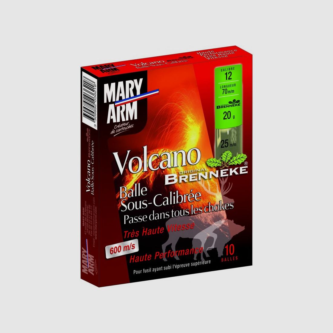 Patrone Jagd MARY ARM BRENNEKE VOLCANO Unterkaliber Kal. 12