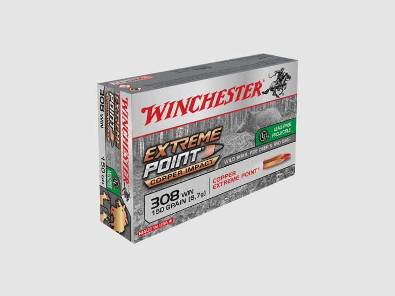 Winchester Büchsenpatronen .308 Win. Extreme Point bleifrei 150gr 9,7g