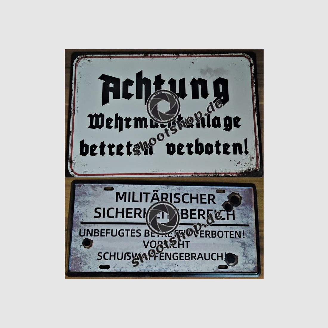 Blechschild Wehrmachtanlage / Sicherheitsbereich