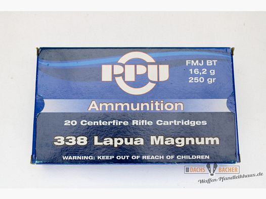 PPU Privi Partizan .338 Lapua Magnum 16,2g/250gr FMJ BT 20 Schuß