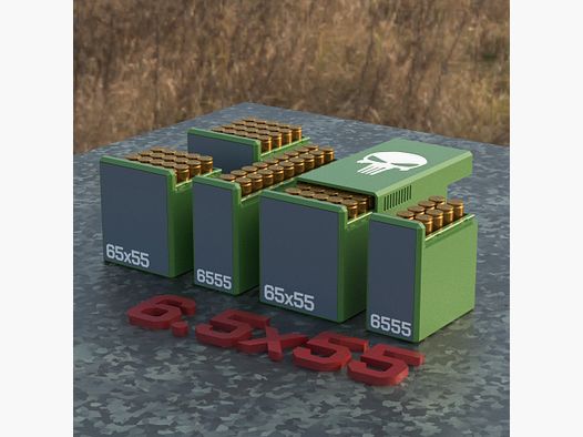 Filamelt Munitionsbox / Ammo 6.5x55 – Patronenbox ‘Schiebedeckel’ – 10 / 20 / 25 / 50 Runden