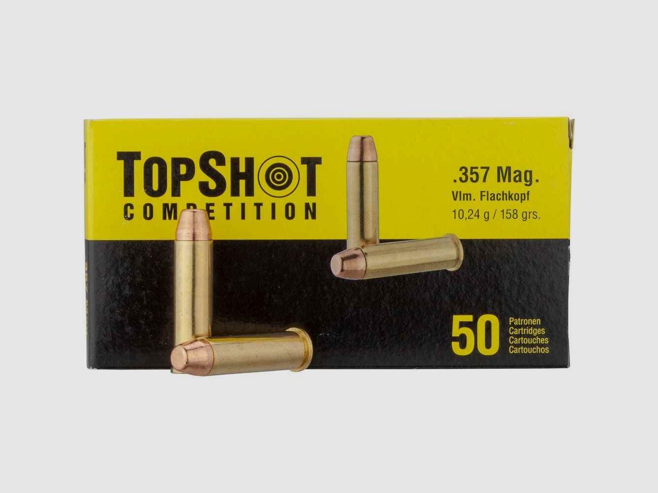 .357 Magnum Vollmantel-  Flachkopf 50 Patronen 158grs - TopShot