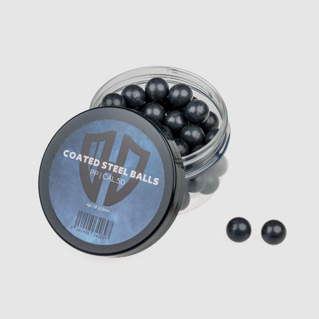 50x GECOTEERDE STAALBOLLEN | PP | 4gr. | Stalen kern met kunststof coating | 12,5mm | HDR50 | HDP50 | ALFA 1.50 | AEA Challenger | compatibel met Vesta PDW | Cal.50