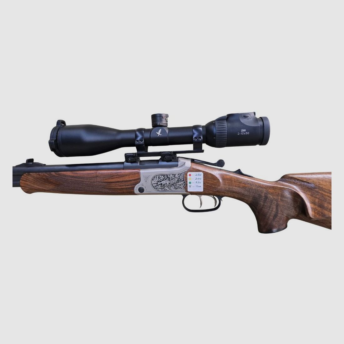 gebr. MERKEL Bockbüchsflinte Mod. B4 mit Aufkippmontage montiertes SWAROVSKI Z6i 2-12x50 L mit Ballistikturm, Zustand: Neuwertig, NPR: € 8.565,00 Kal. 12/76, Bild 2 von 5