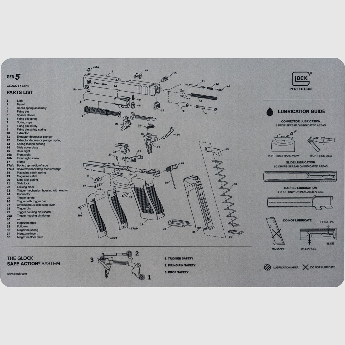 Glock Underlay & Cleaning Mat Gen5 - Gray - 425×277 mm