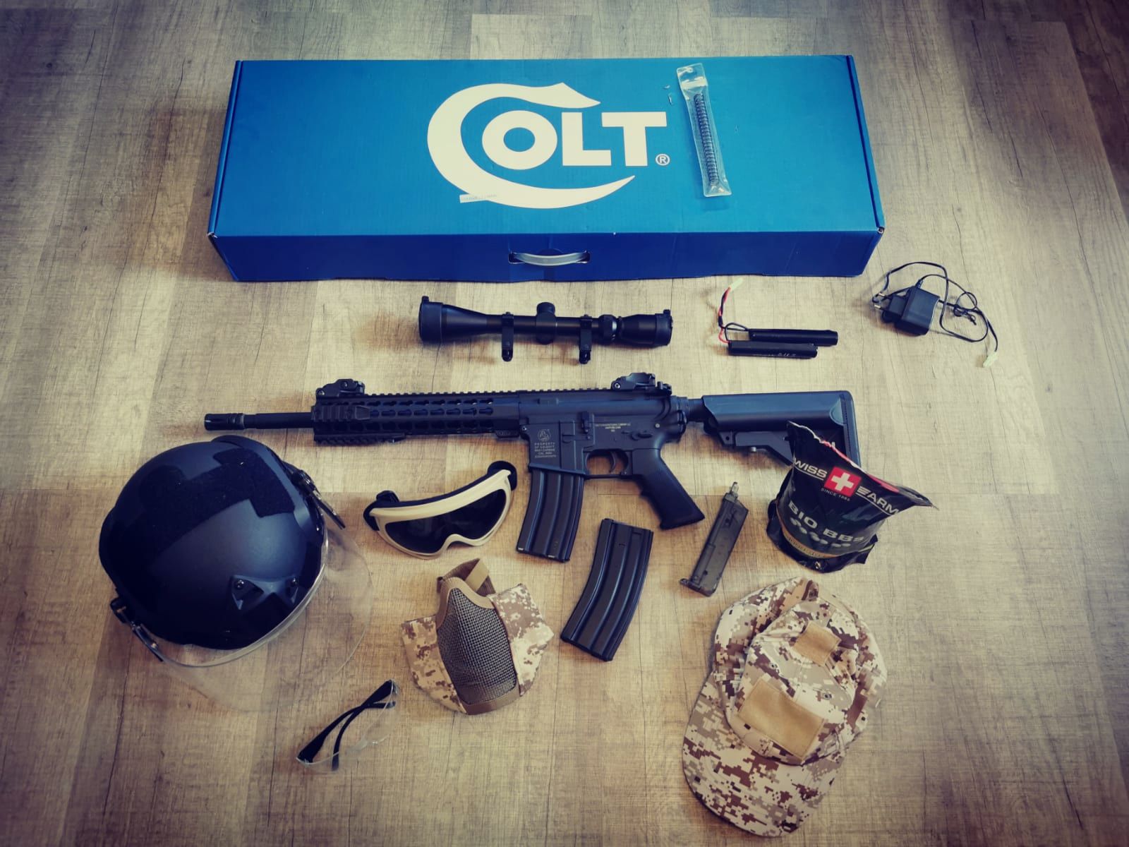 Softair m4 A1 Carabina Colt (semiautomática) Set completo (0.5-1 Joule)