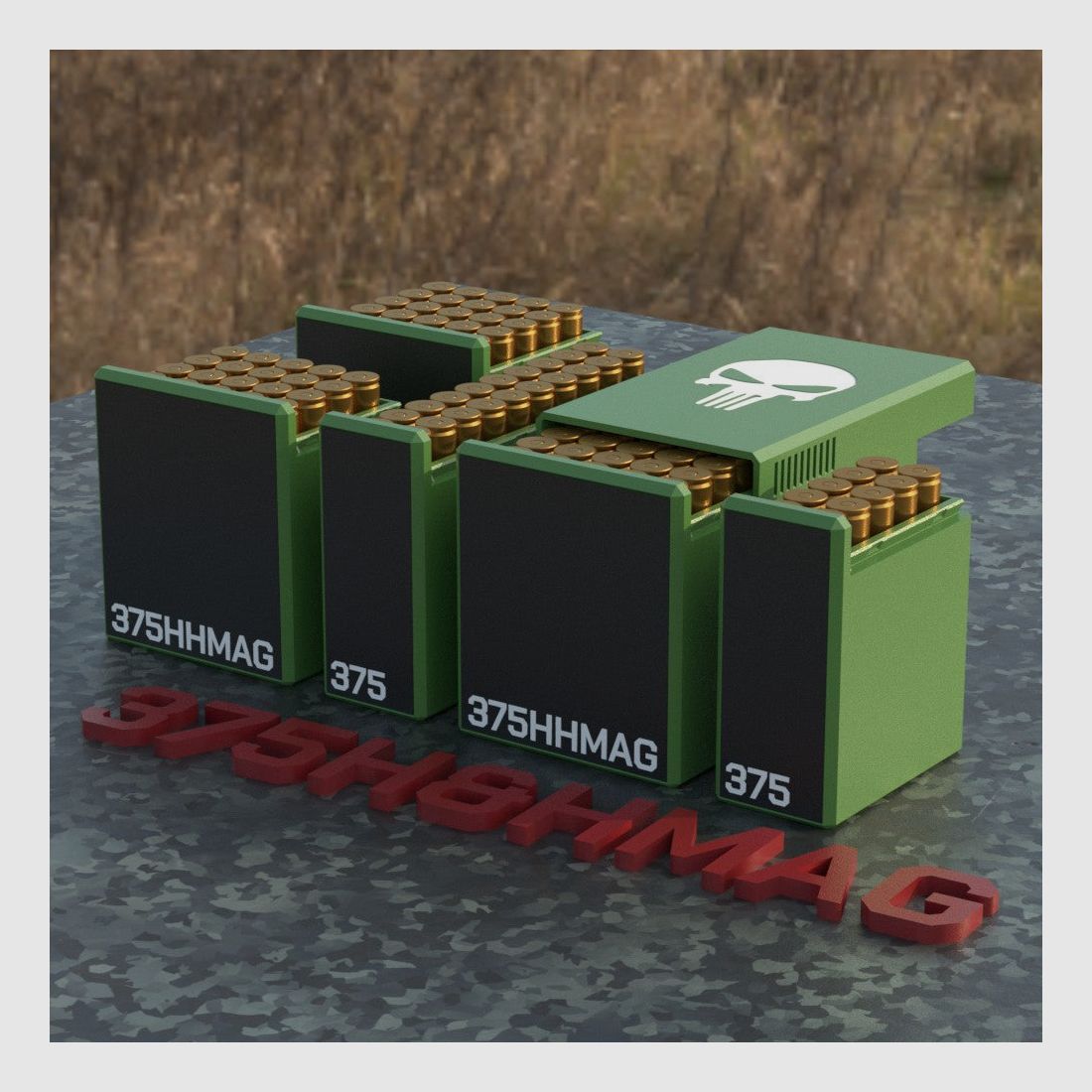 Boîte de munitions Filamelt / Ammo .375 H&H Mag - boîte de cartouches pour 50 coups, fabriquée en Allemagne