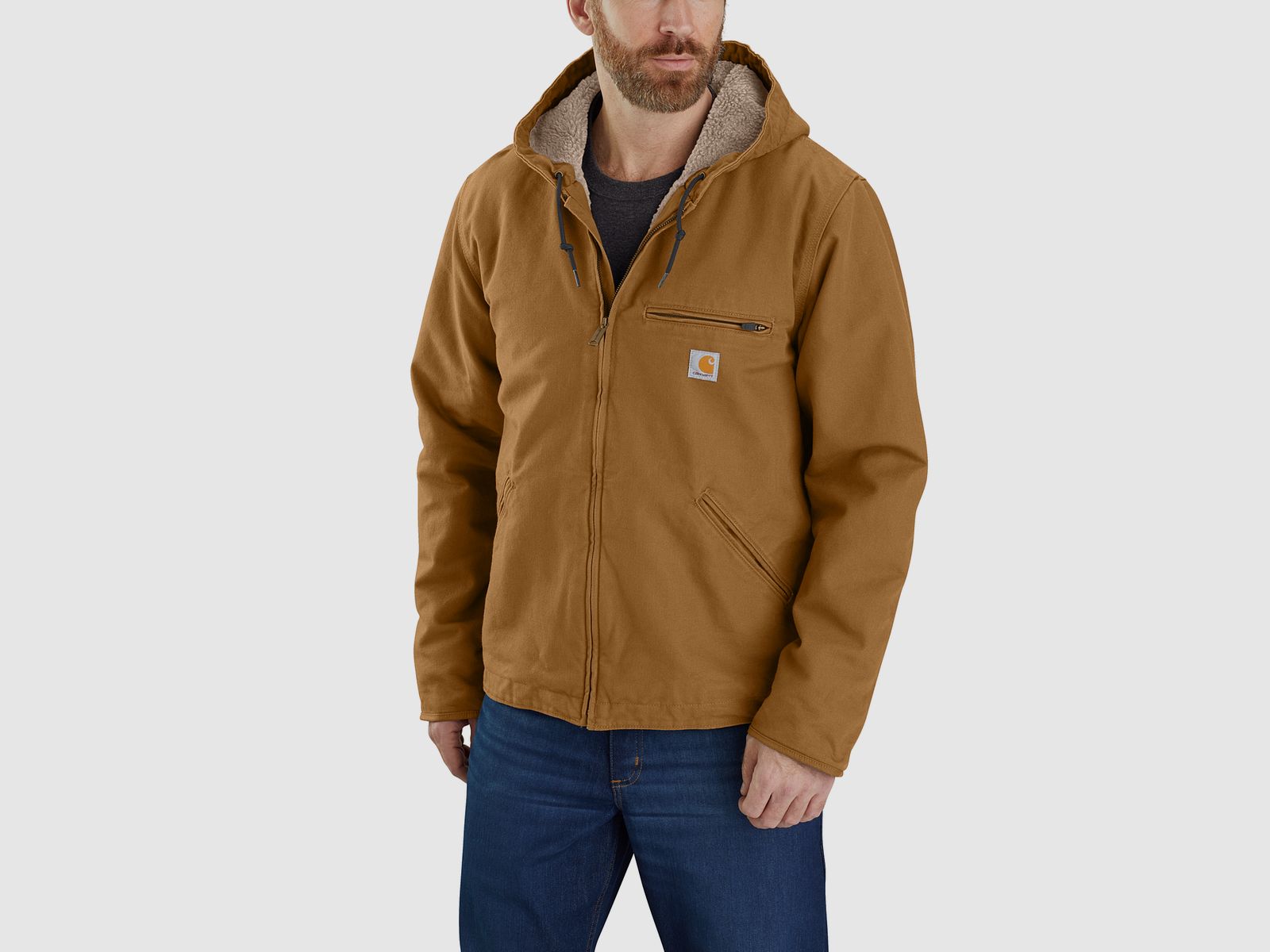 Giacca Carhartt in anatra lavata foderata in Sherpa, da uomo, marrone Carhartt®, XL
