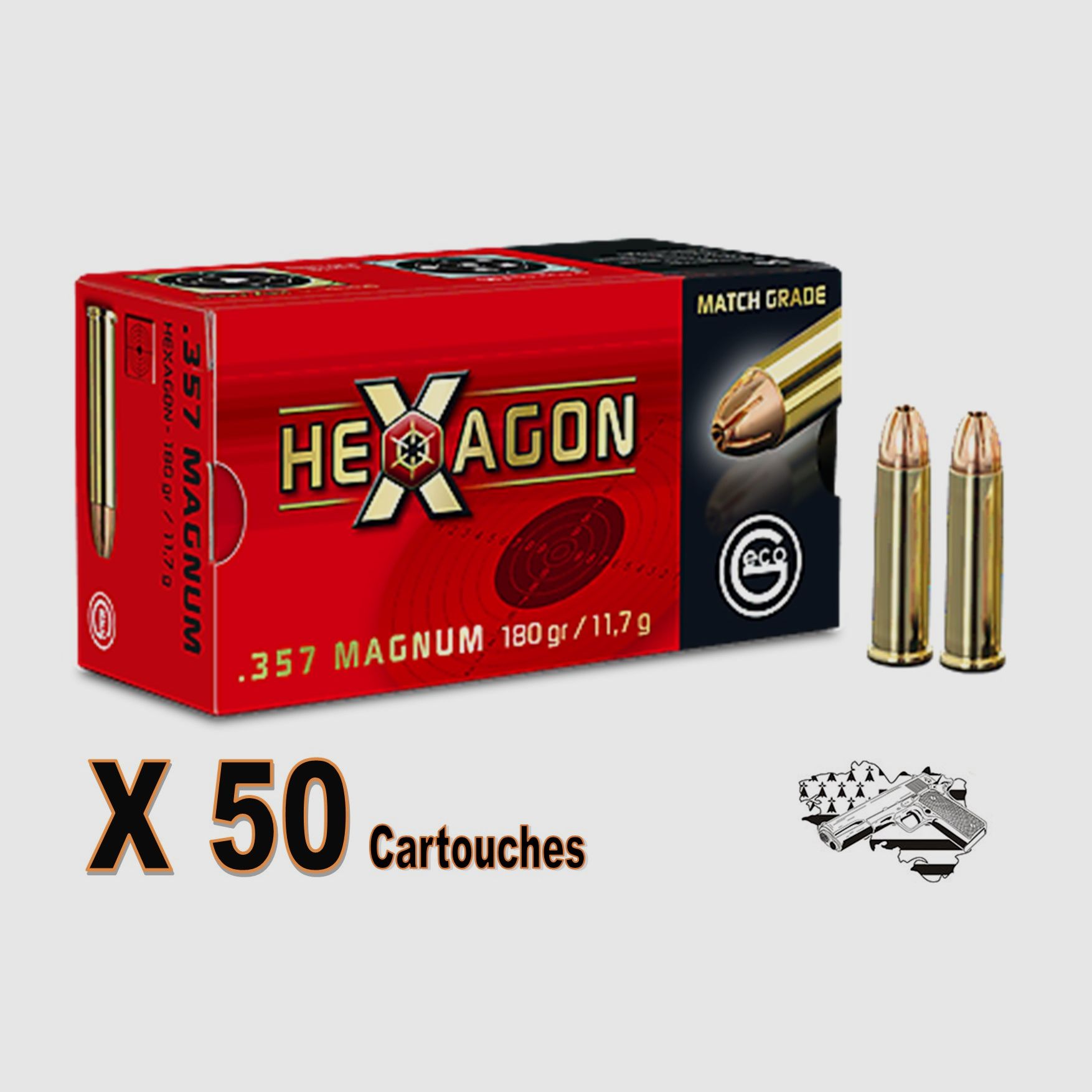 GECO Kal.357 Magnum HEXAGON 180 grs pro 50