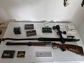 Bock drilling / double rifle Blaser D99 Duo Luxus - complete package with scope, saddle mount, ammunition, and much more.