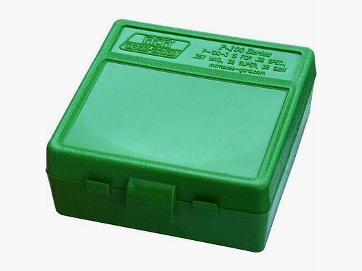 MTM Patronenbox mit Klappdeckel grün .38/.357 100 Patronen