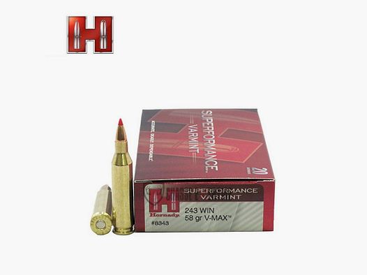 20 Patronen HORNADY Superformance Varmint 243 Win 58 Gr V-Max