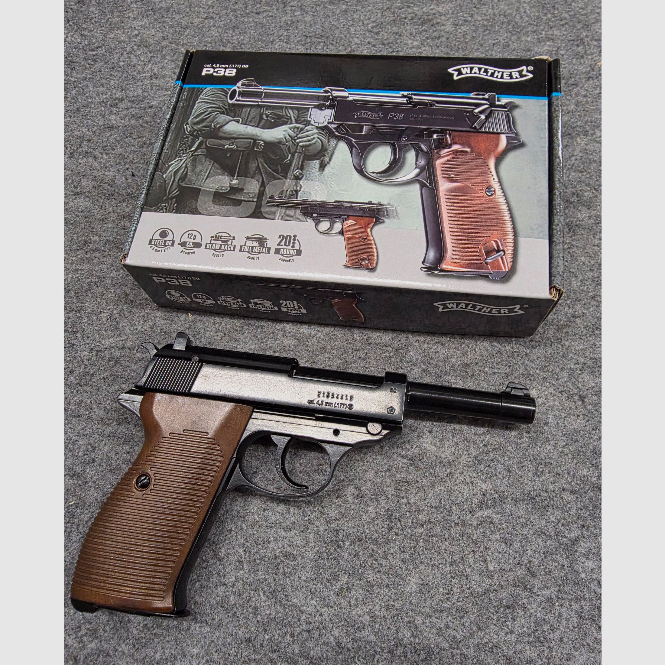  Walther P38 CO2-pistool  Kal. 4,5 mm staal BB