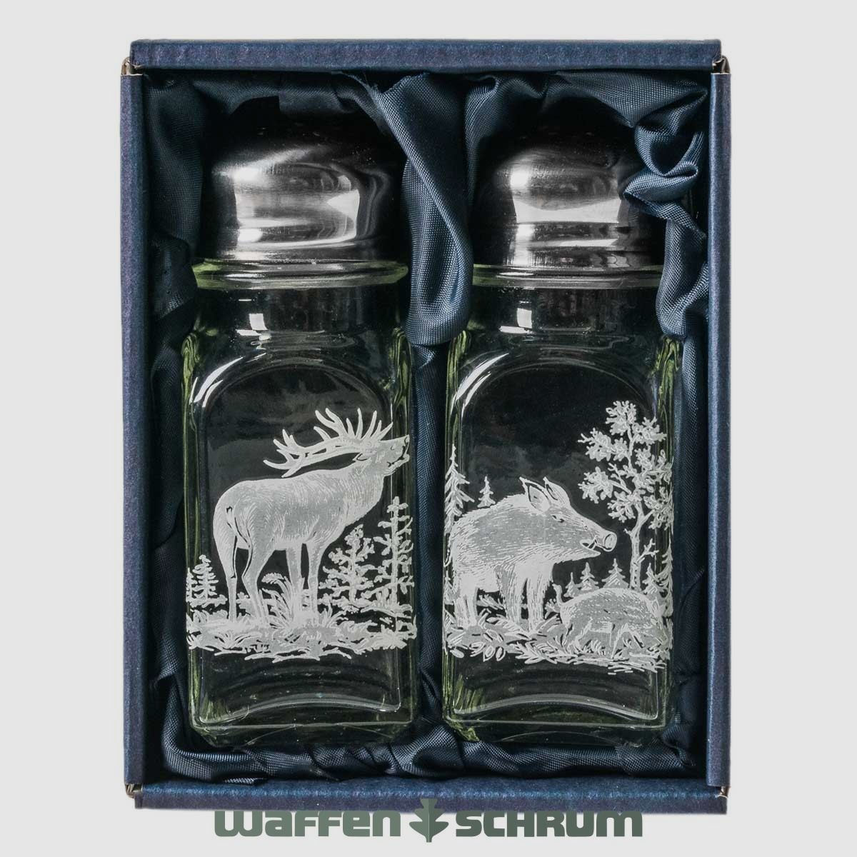 Salière et poivrière Fritzmann décor de chasse