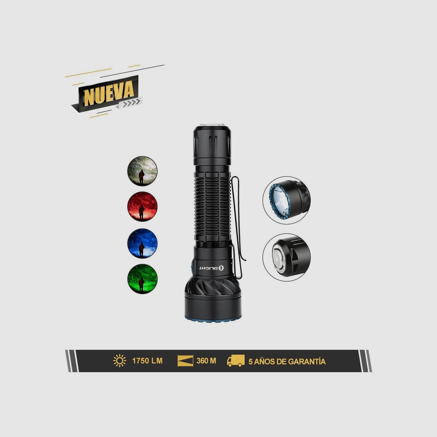 Olight Freyr LED Taschenlampe 1.750 lm mit 4 Modi: kaltweiß + RGB, Bild 4 von 8