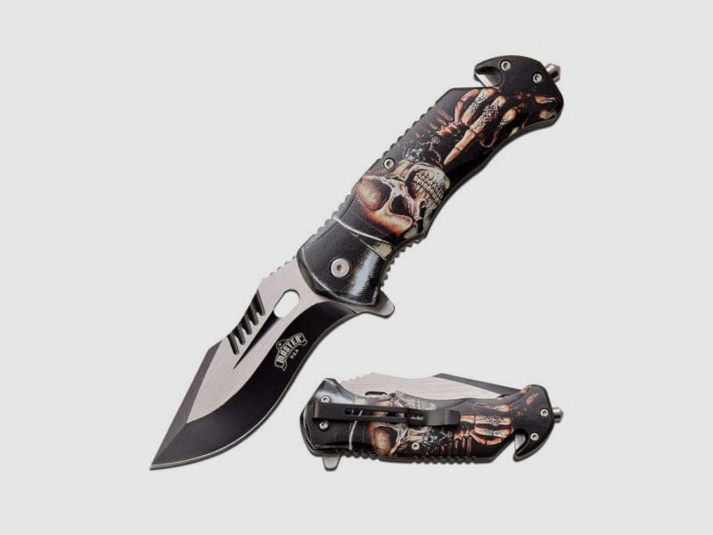 Master USA IDGAF Skull coltello pieghevole