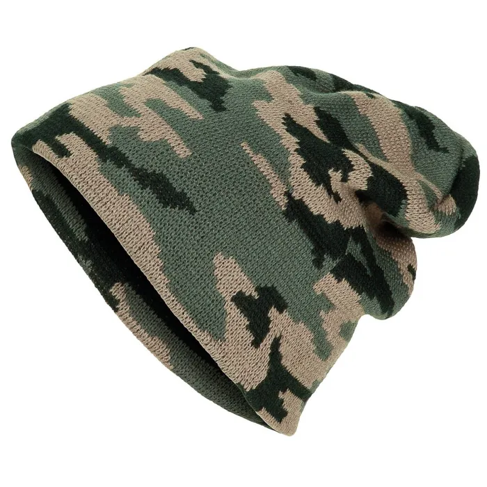Gebreide muts, "Beanie", Woodland, fijn gebreid