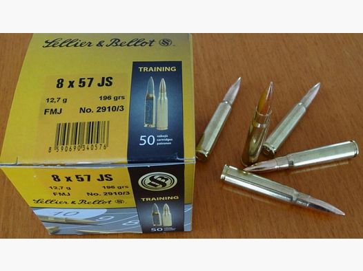 Sellier & Bellot 50 nabojów: Sellier & Bellot, 8x57 IS, pełnopłaszczowy